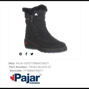 Pajar Canada Veronica Waterproof Boots 7.5 in Black.